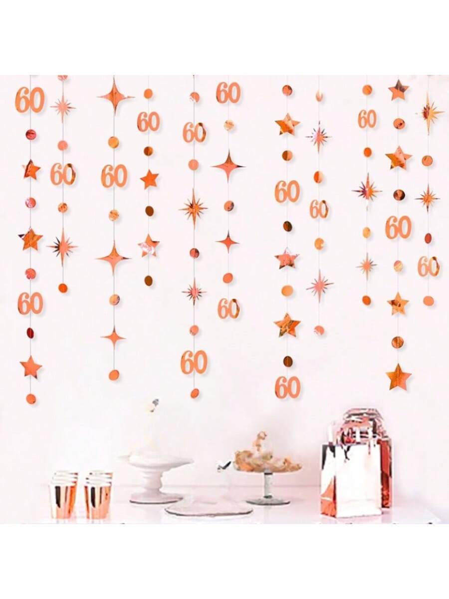 Rose Gold 60th Birthday Garland Streamer Banner Metallic Decorations for Party