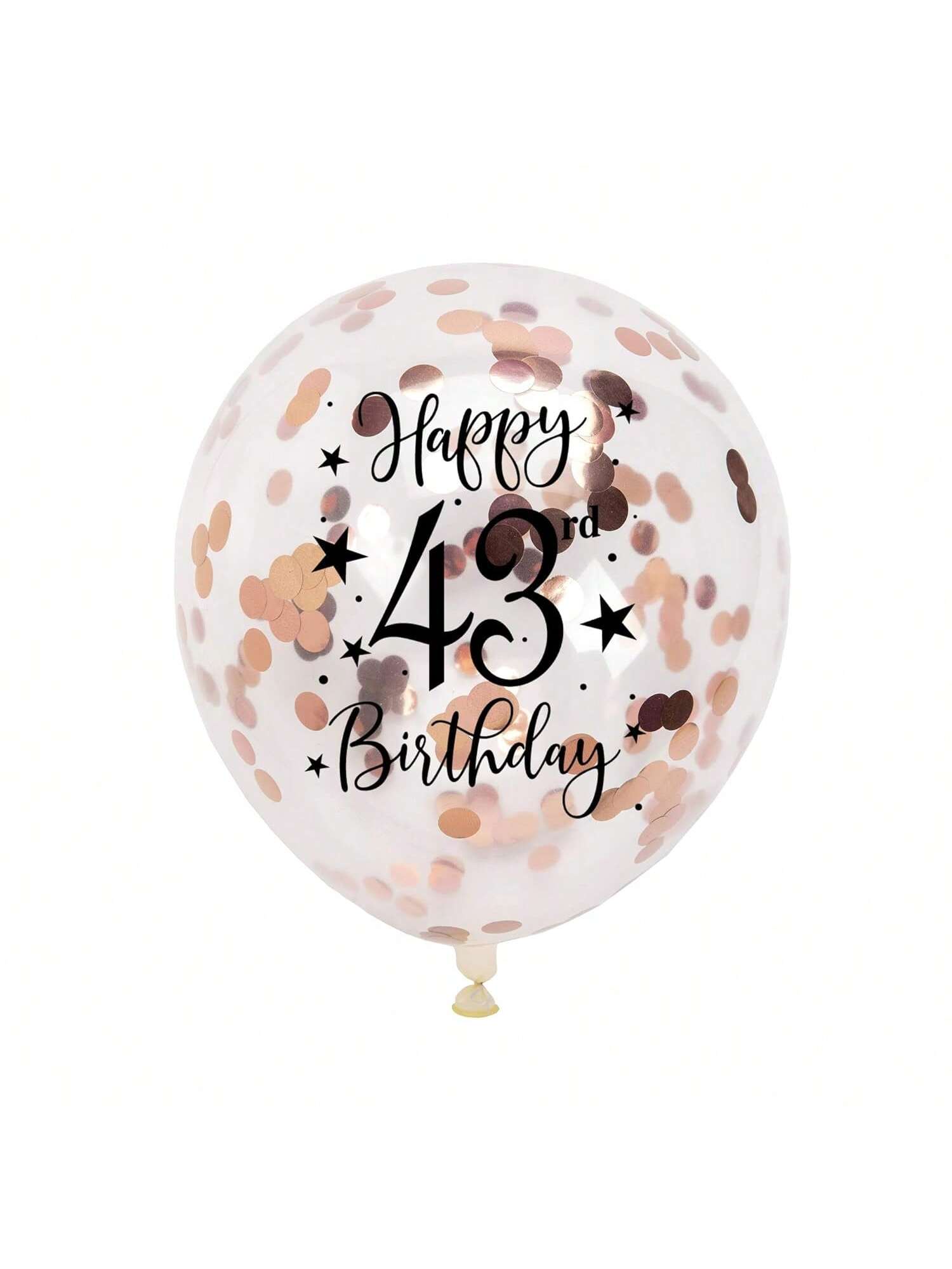 Rose Gold 43rd Confetti Balloons for 43rd Birthday Party Decor