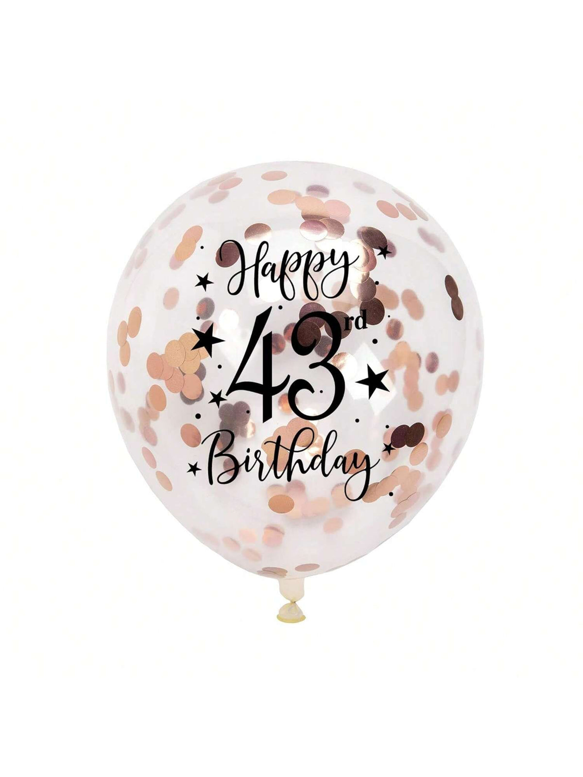 Rose Gold 43rd Confetti Balloons for 43rd Birthday Party Decor