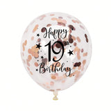 Rose Gold 19th Confetti Balloons for 19th Birthday Party Decor