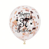 Rose Gold 37th Confetti Balloons for 37th Birthday Party Decor