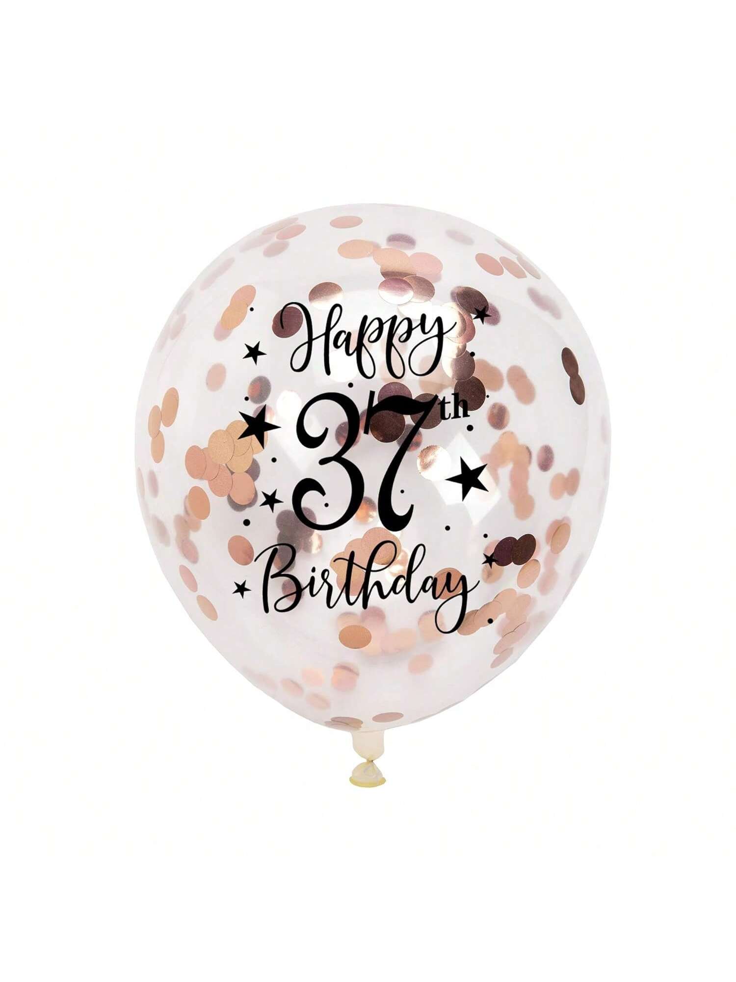 Rose Gold 37th Confetti Balloons for 37th Birthday Party Decor