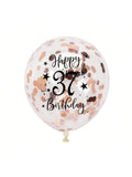 Rose Gold 37th Confetti Balloons for 37th Birthday Party Decor