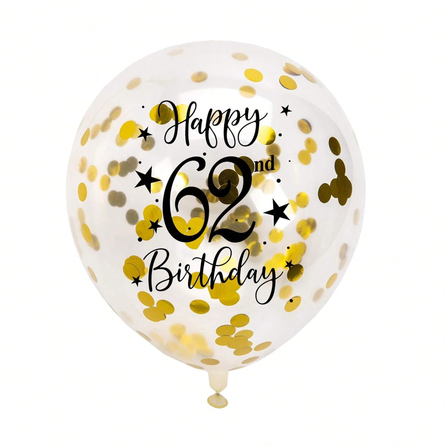 Gold 62nd Confetti Balloons for 62nd Birthday Party Decor