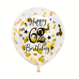 Gold 62nd Confetti Balloons for 62nd Birthday Party Decor