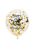 Gold 62nd Confetti Balloons for 62nd Birthday Party Decor