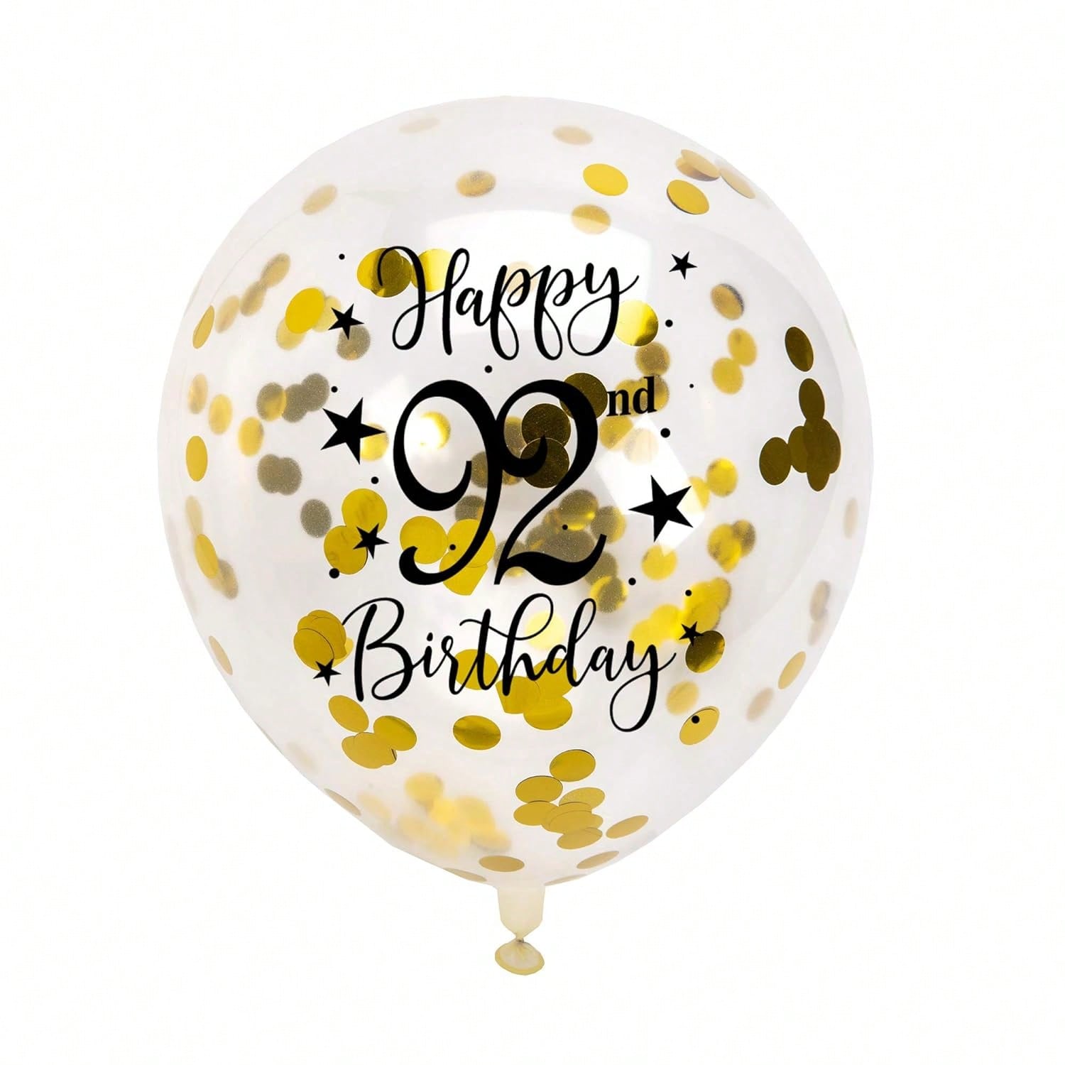 Gold 92nd Confetti Balloons for 92nd Birthday Party Decor