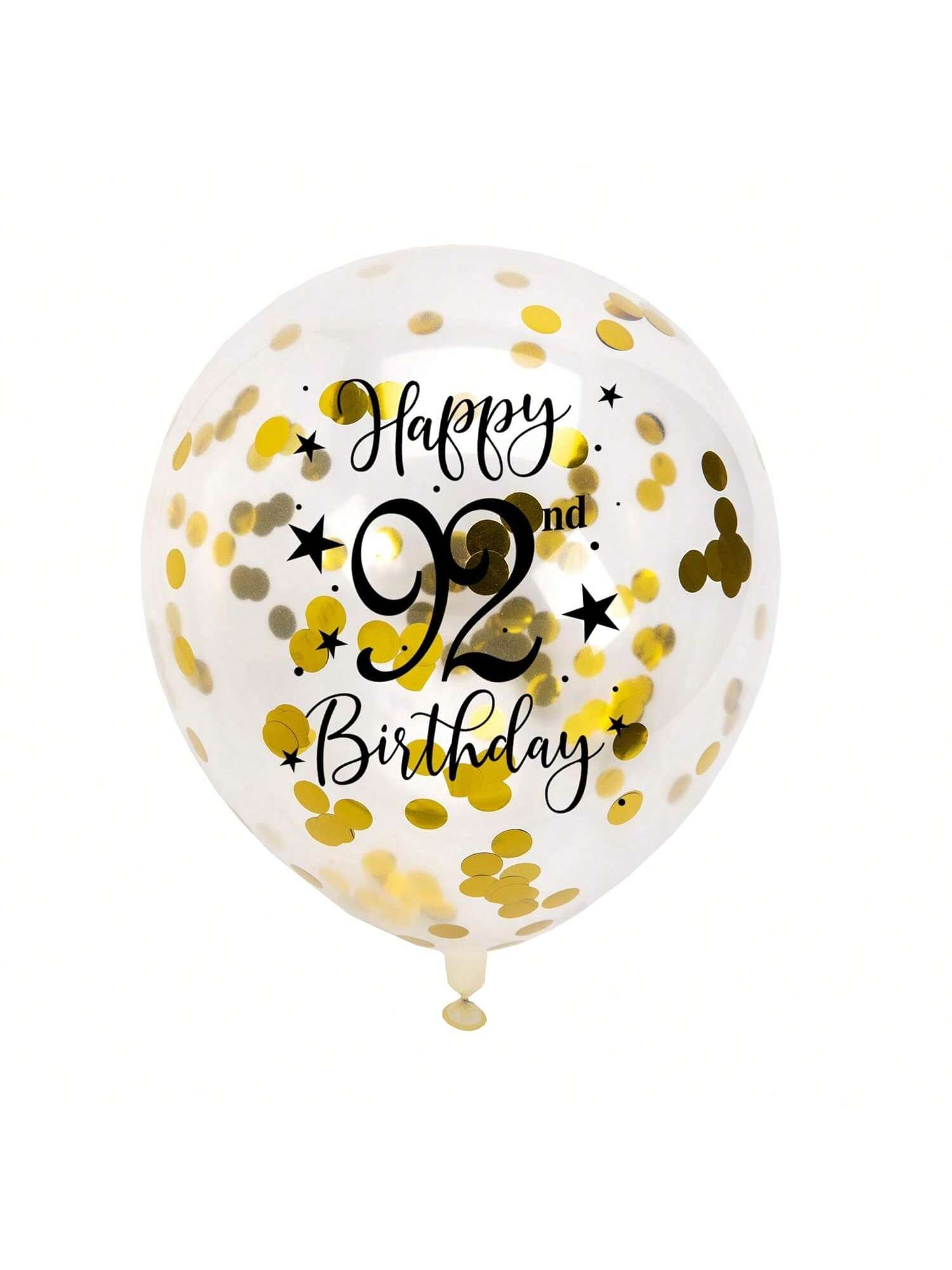 Gold 92nd Confetti Balloons for 92nd Birthday Party Decor