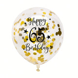 Gold 65th Confetti Balloons for 65th Birthday Party Decor