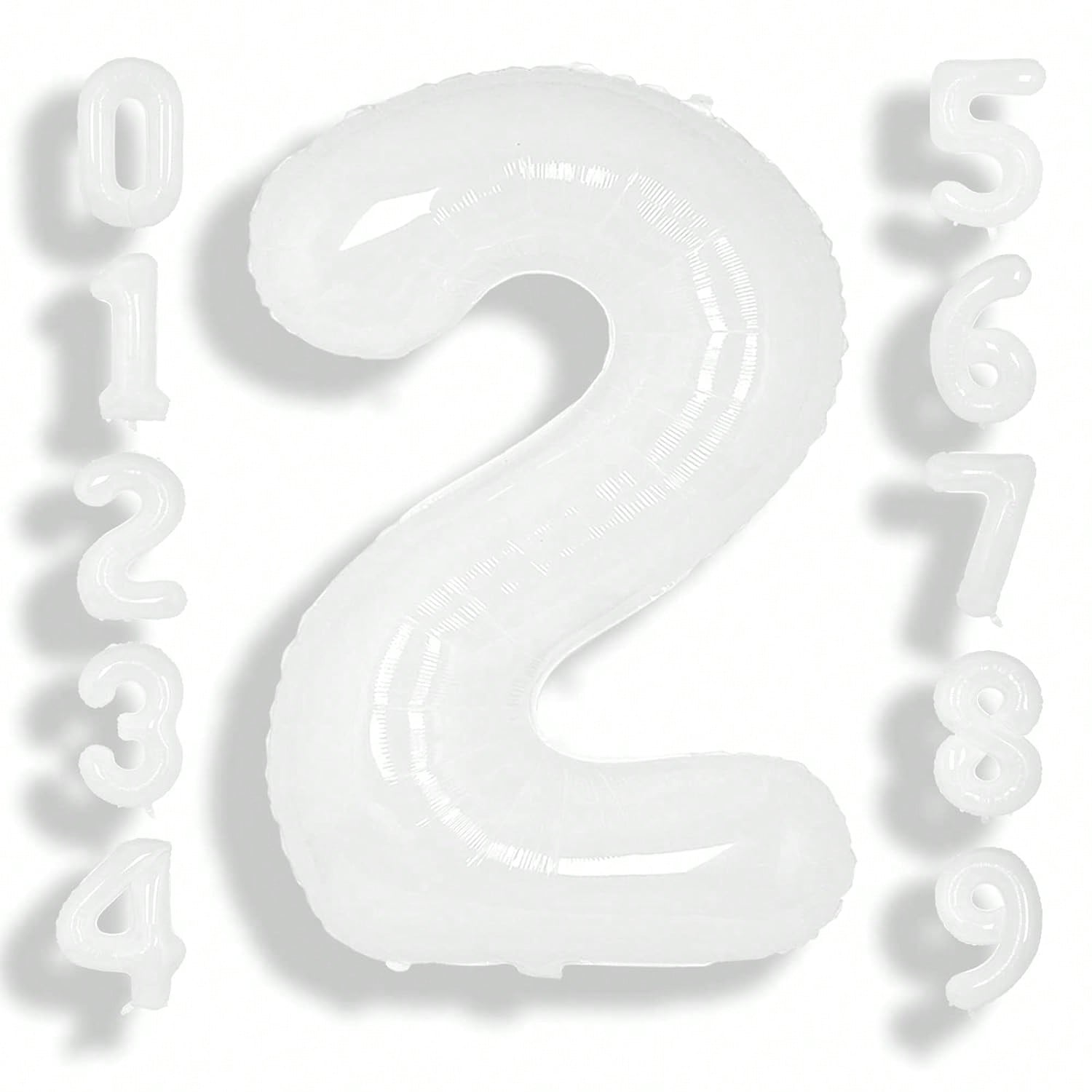 40 Inch White Number 2 Foil Balloon Giant Jumbo Birthday Anniversary Decor