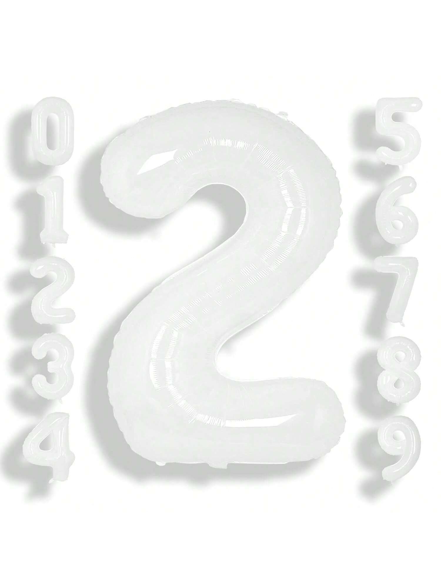 40 Inch White Number 2 Foil Balloon Giant Jumbo Birthday Anniversary Decor