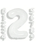 40 Inch White Number 2 Foil Balloon Giant Jumbo Birthday Anniversary Decor