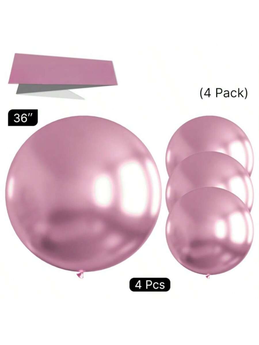 4pcs 36 Inch Metallic Purplish Pink Jumbo Balloons for Birthday Party Decor