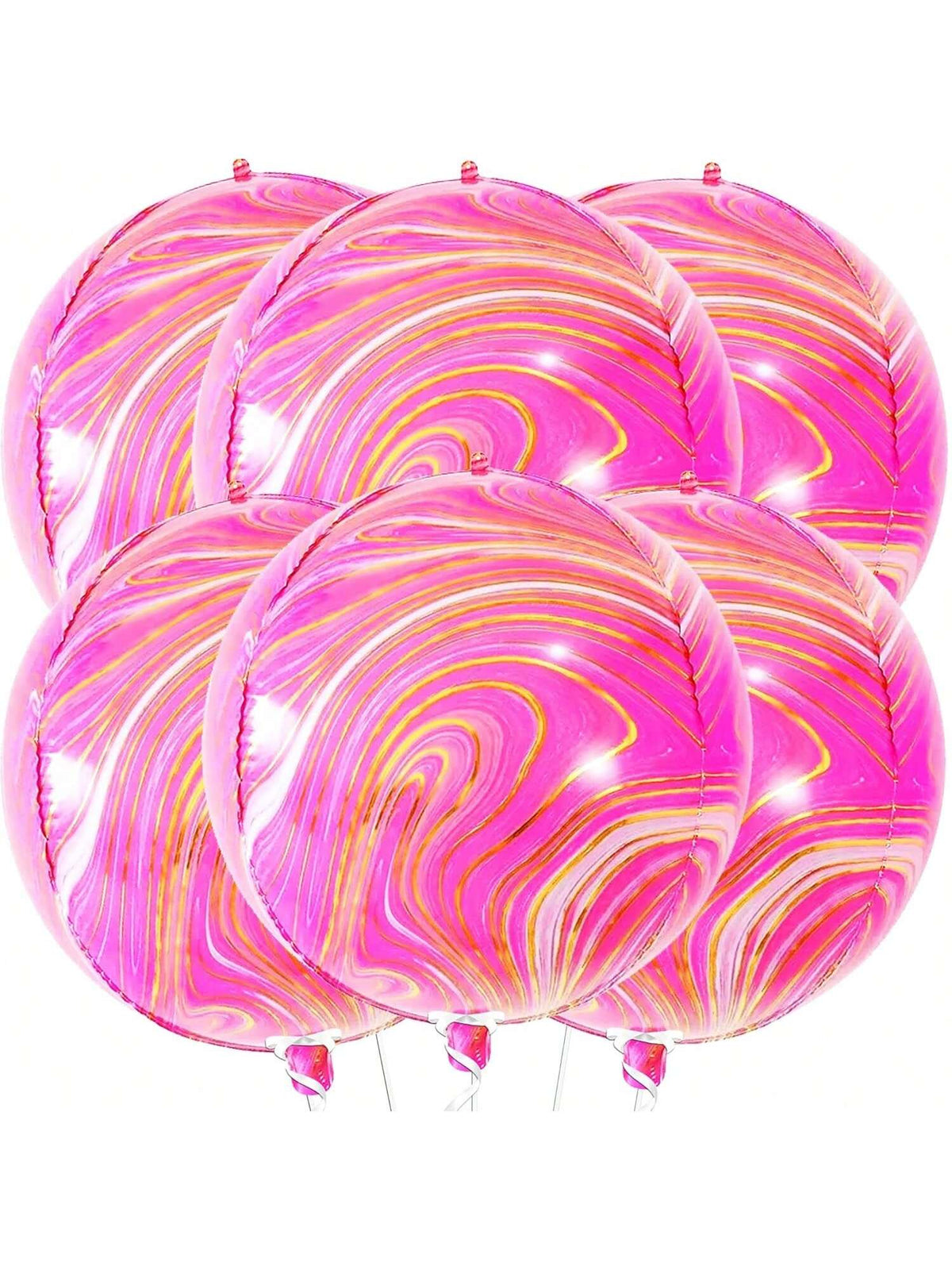 22" Pink Marble Balloons 6pcs Pink & Orange Party Decorations