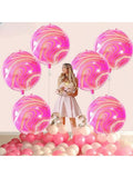 22" Pink Marble Balloons 6pcs Pink & Orange Party Decorations