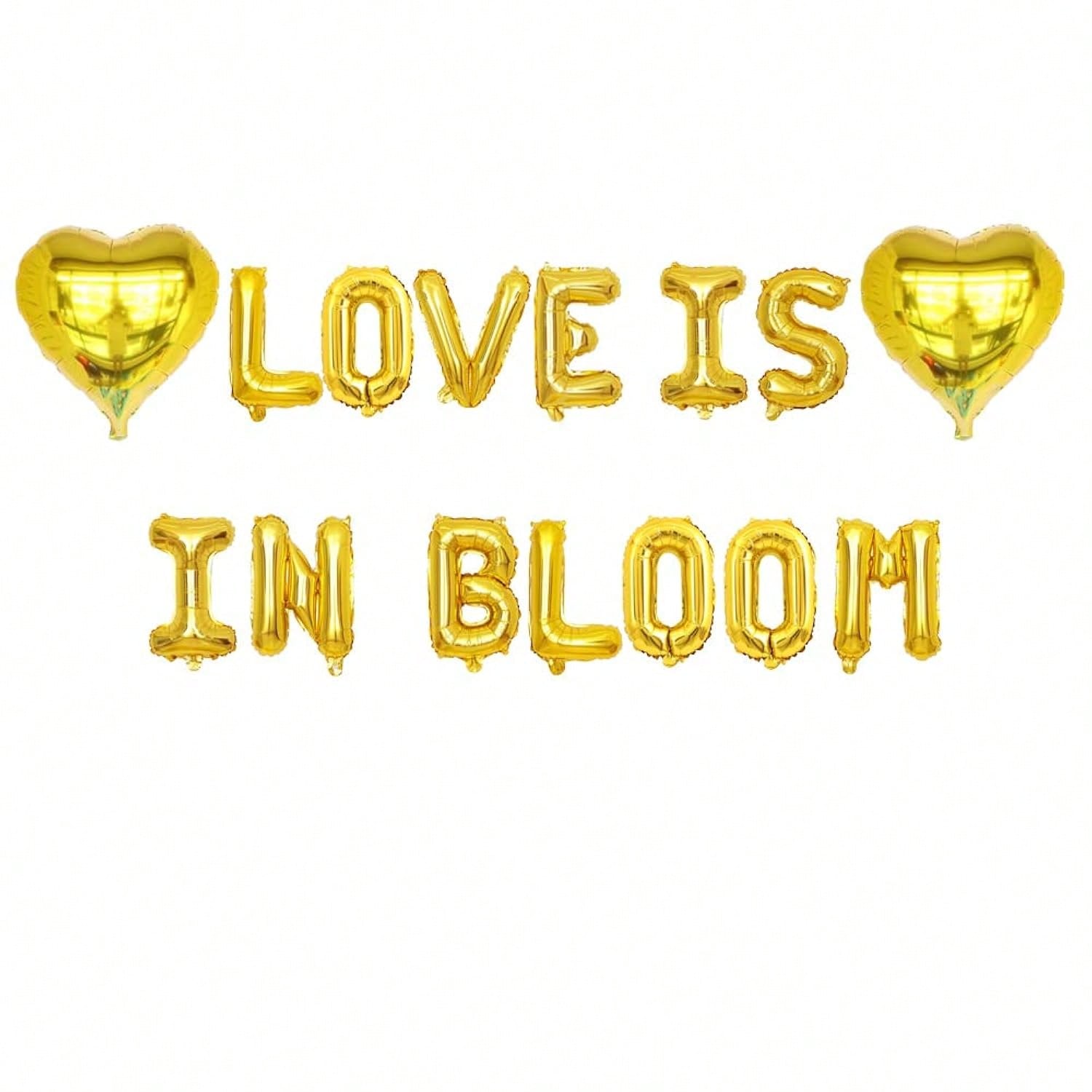 Love Is in Bloom Hearts Banner Foil Balloons for Bridal Shower and Wedding Decor