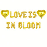 Love Is in Bloom Hearts Banner Foil Balloons for Bridal Shower and Wedding Decor