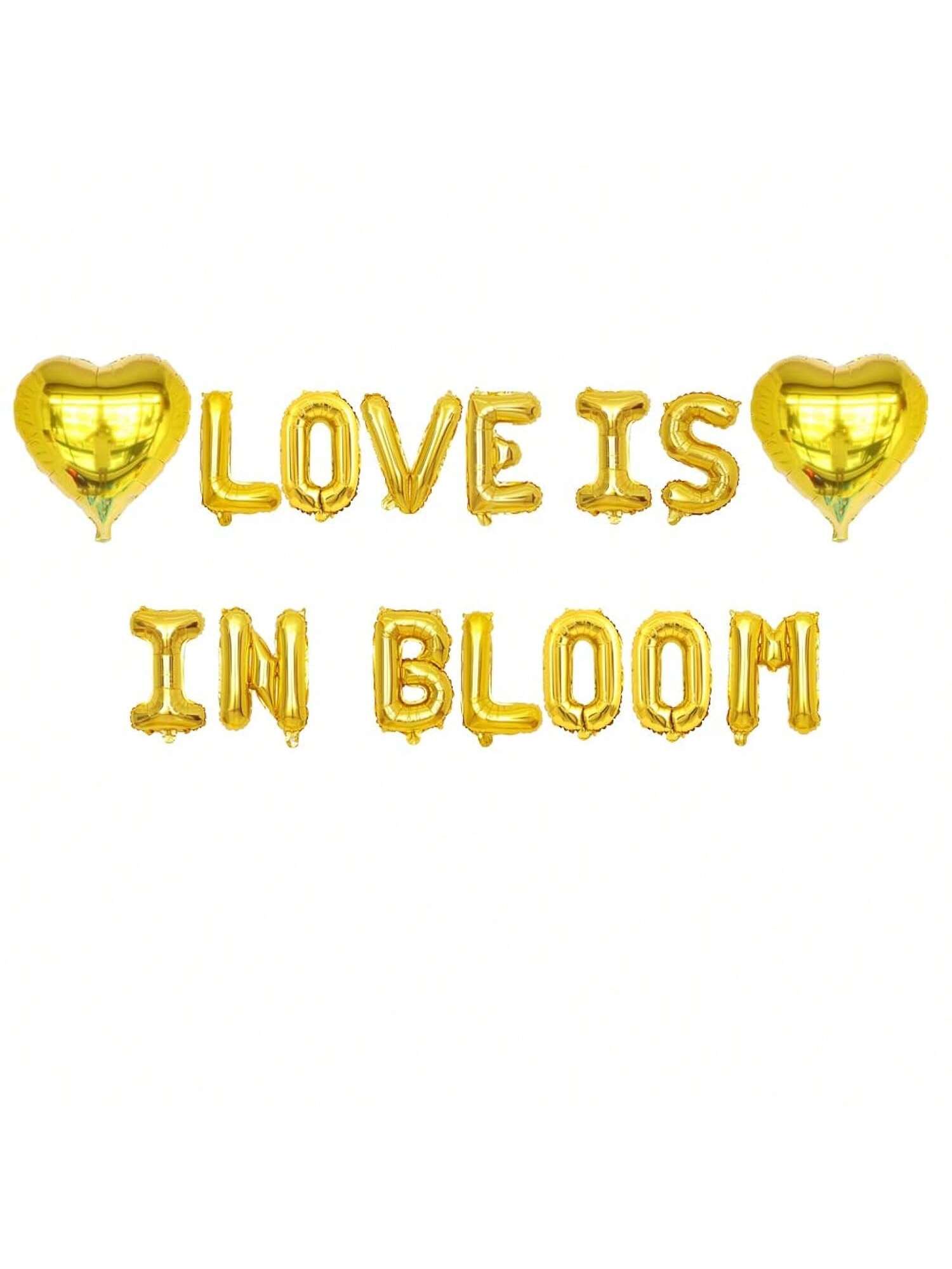 Love Is in Bloom Hearts Banner Foil Balloons for Bridal Shower and Wedding Decor