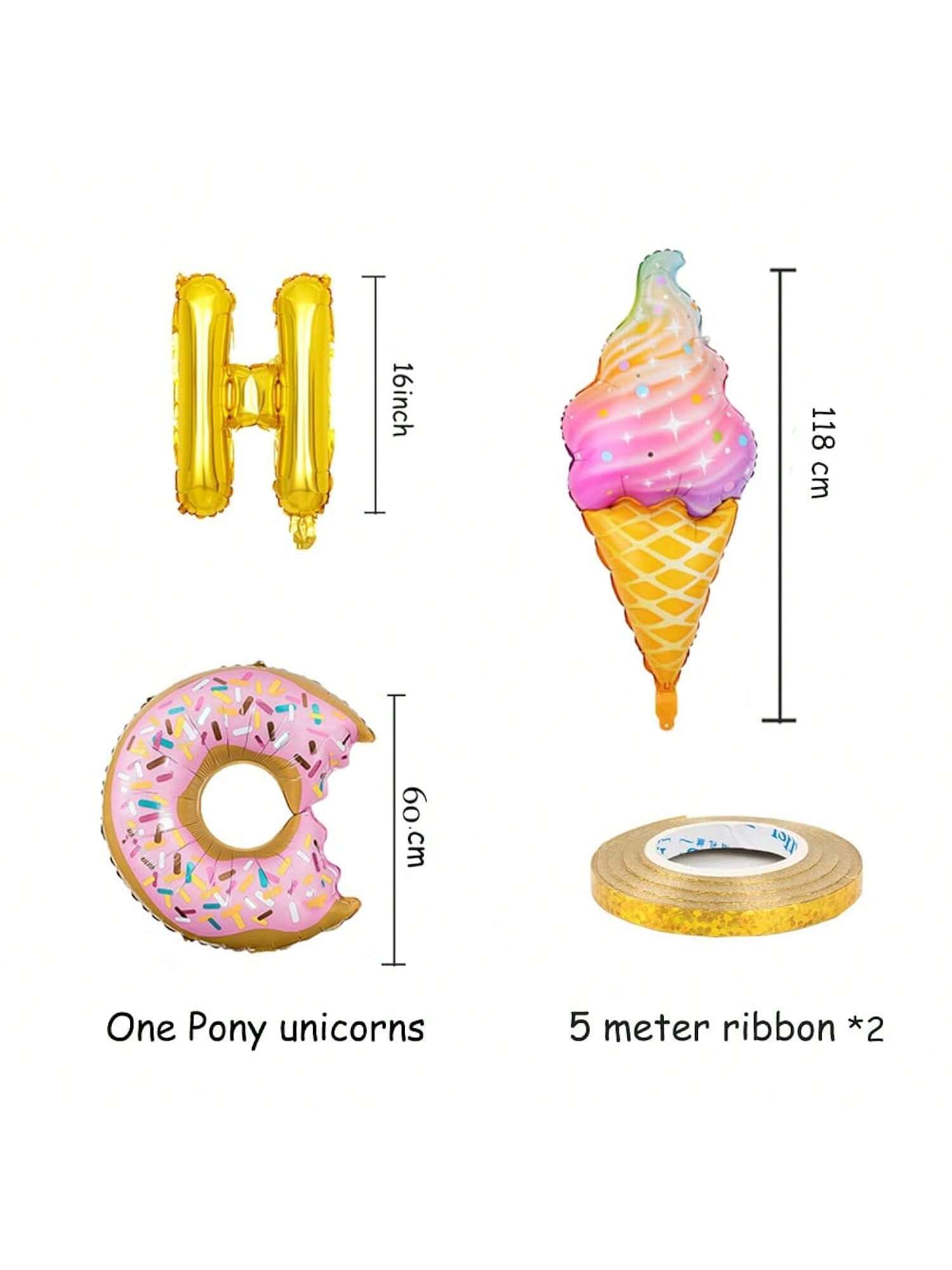 Ice Cream Bar Balloon Kit with Summer Ice Cream & Donut Decorations