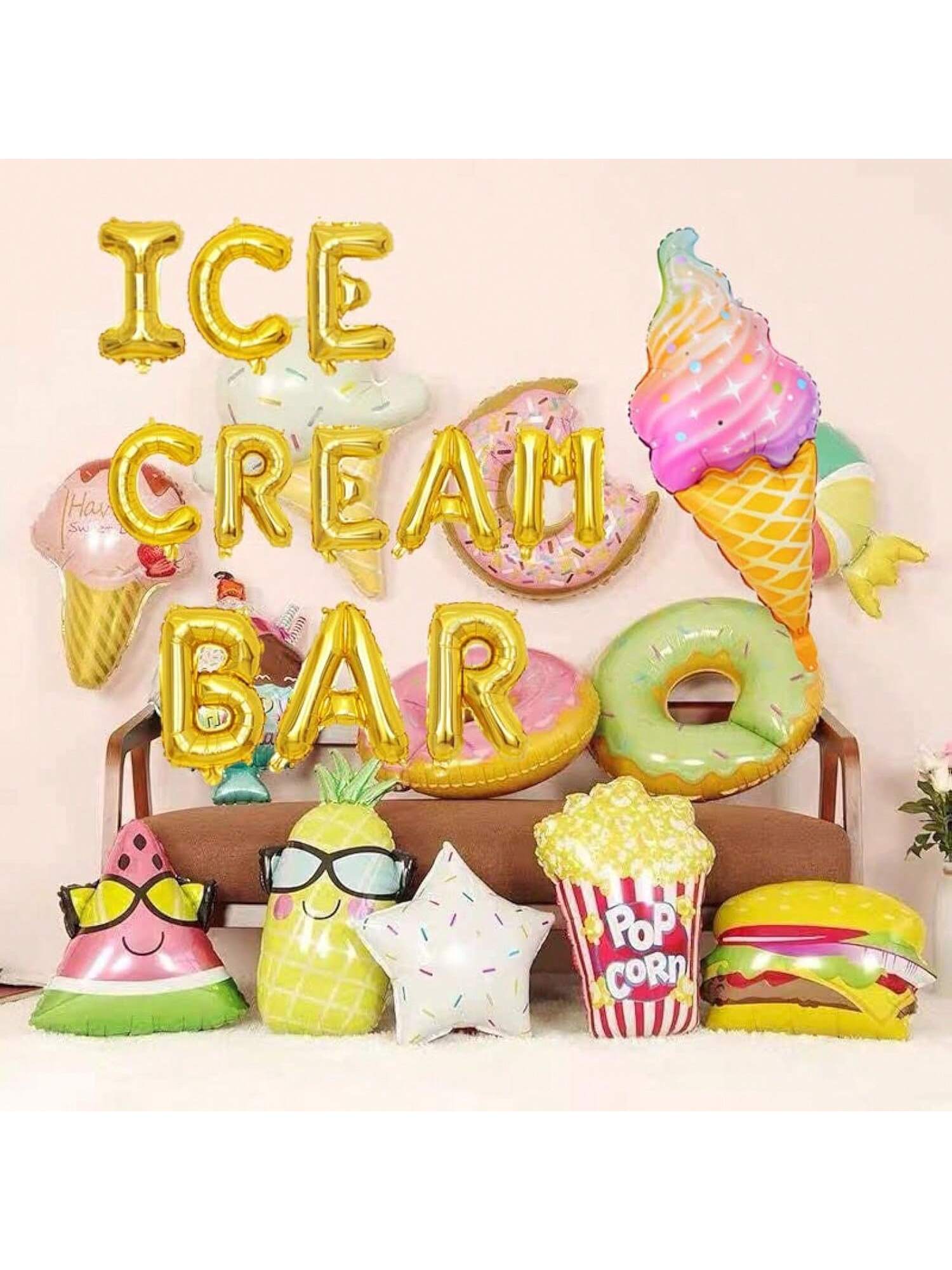 Ice Cream Bar Balloon Kit with Summer Ice Cream & Donut Decorations