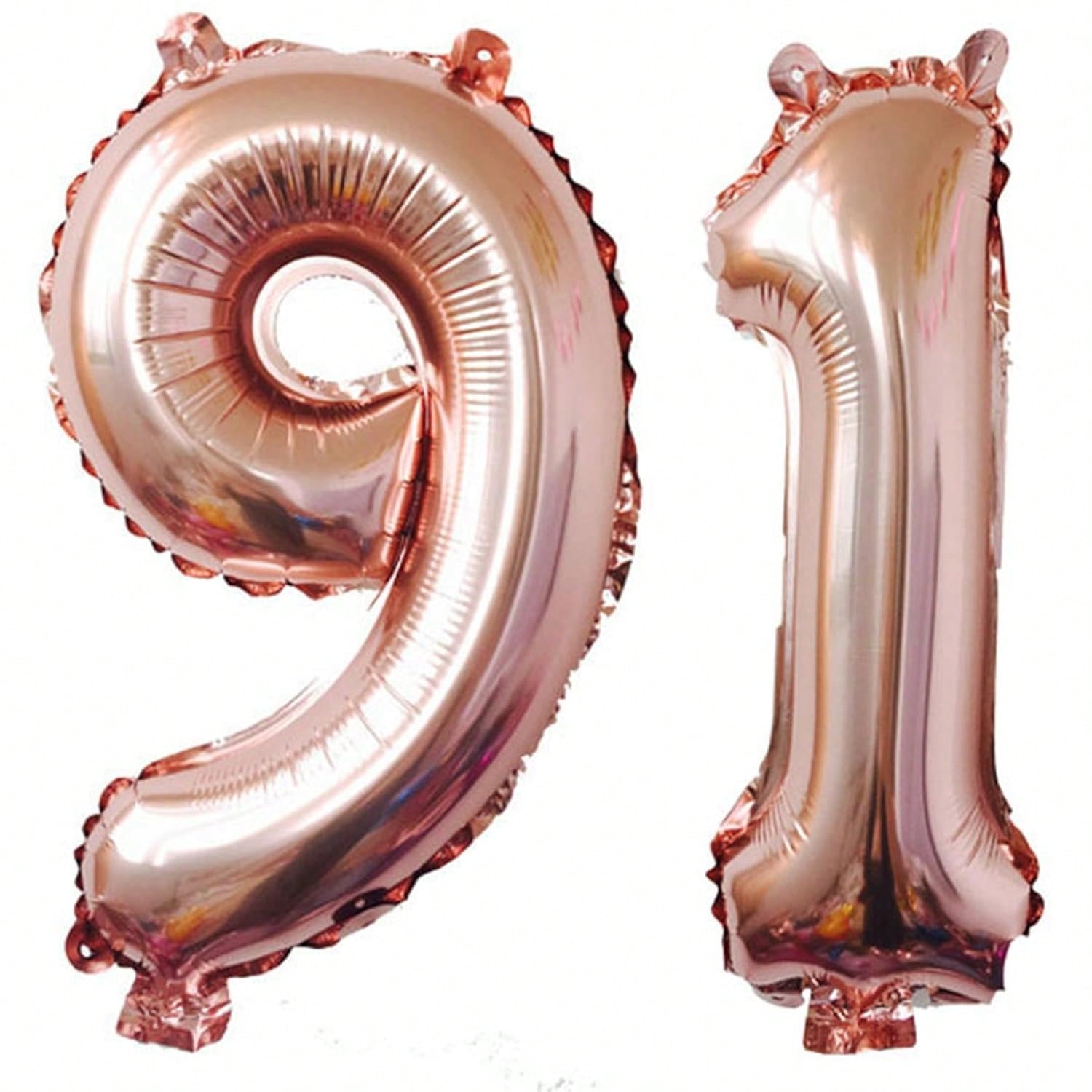 40-Inch Rose Gold 91 Foil Number Balloon for 91st Birthday Decor