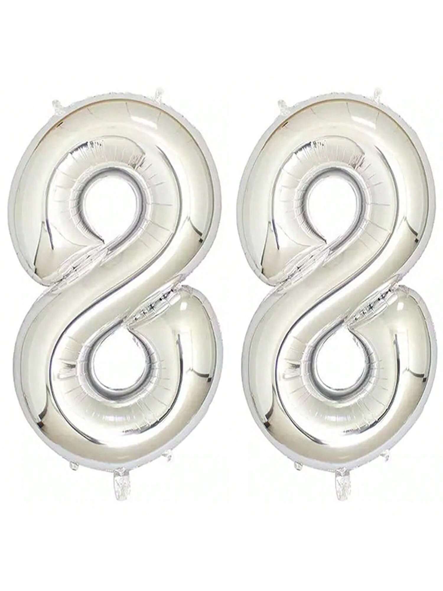 40in Silver Foil Number 88 Balloons for 88th Birthday Party Decor