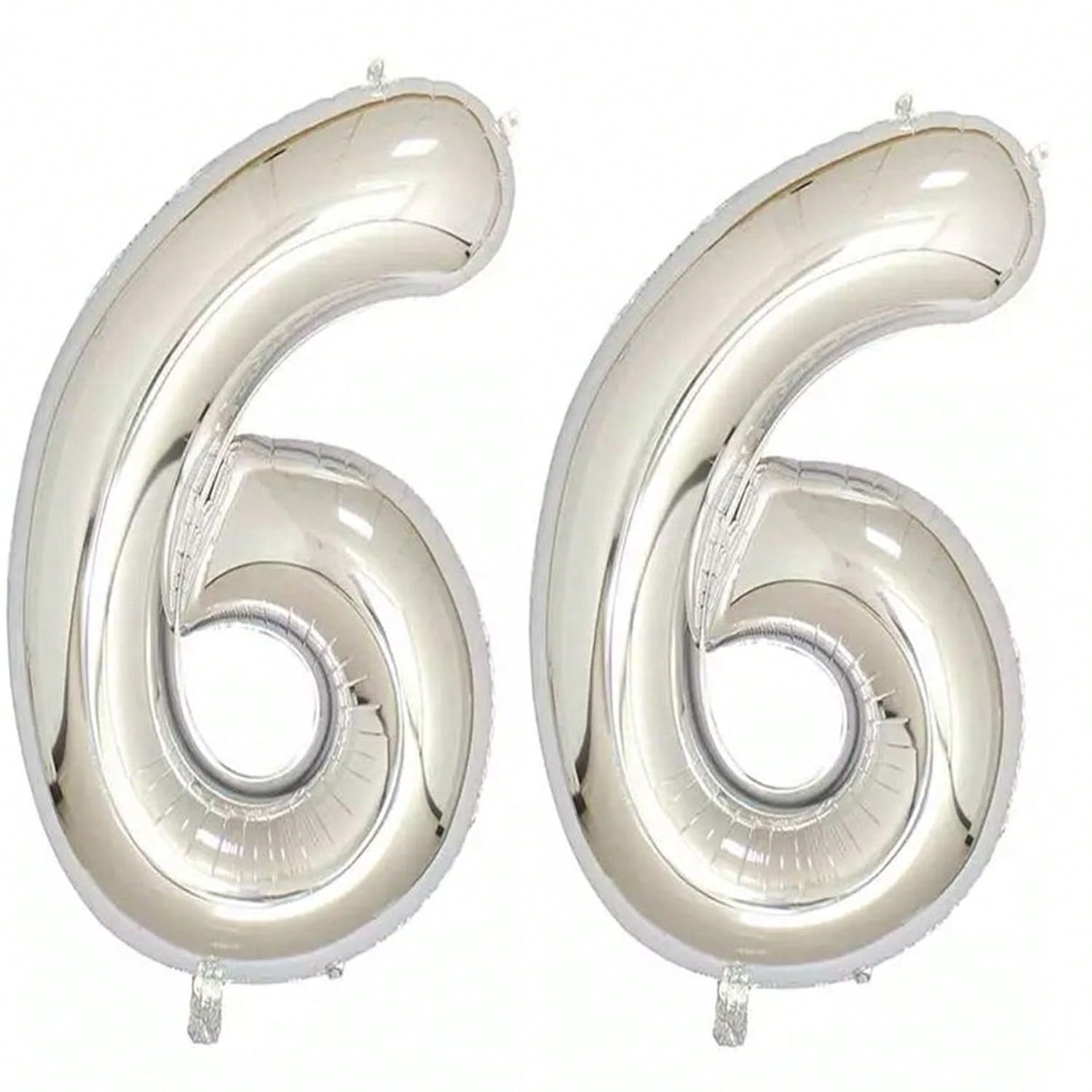 40" Silver Foil 66 Helium Number Balloon for 66th Birthday Party Supplies