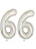 40" Silver Foil 66 Helium Number Balloon for 66th Birthday Party Supplies