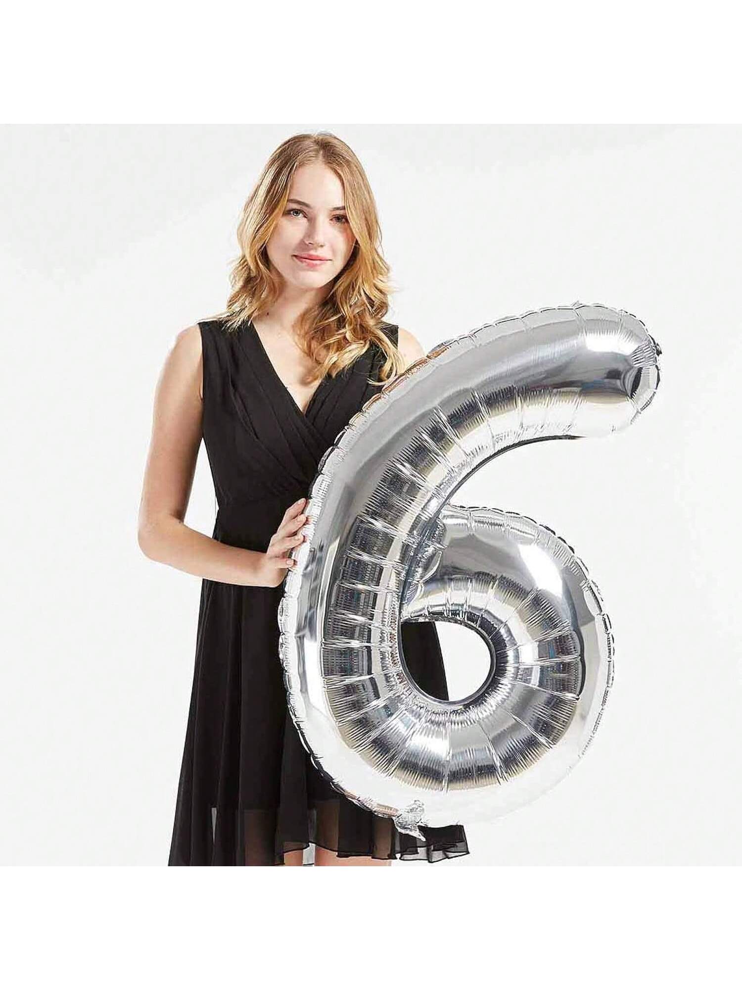 40" Silver Foil 66 Helium Number Balloon for 66th Birthday Party Supplies