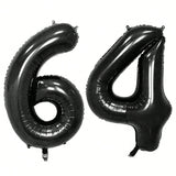 40" Black Foil 64 Helium Number Balloon for 64th Birthday Party Supplies