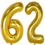40" Gold Foil 62 Helium Number Balloon for 62nd Birthday Party Supplies