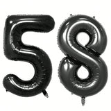 40" Black Foil 58 Helium Number Balloon for 58th Birthday Party Supplies