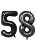 40" Black Foil 58 Helium Number Balloon for 58th Birthday Party Supplies
