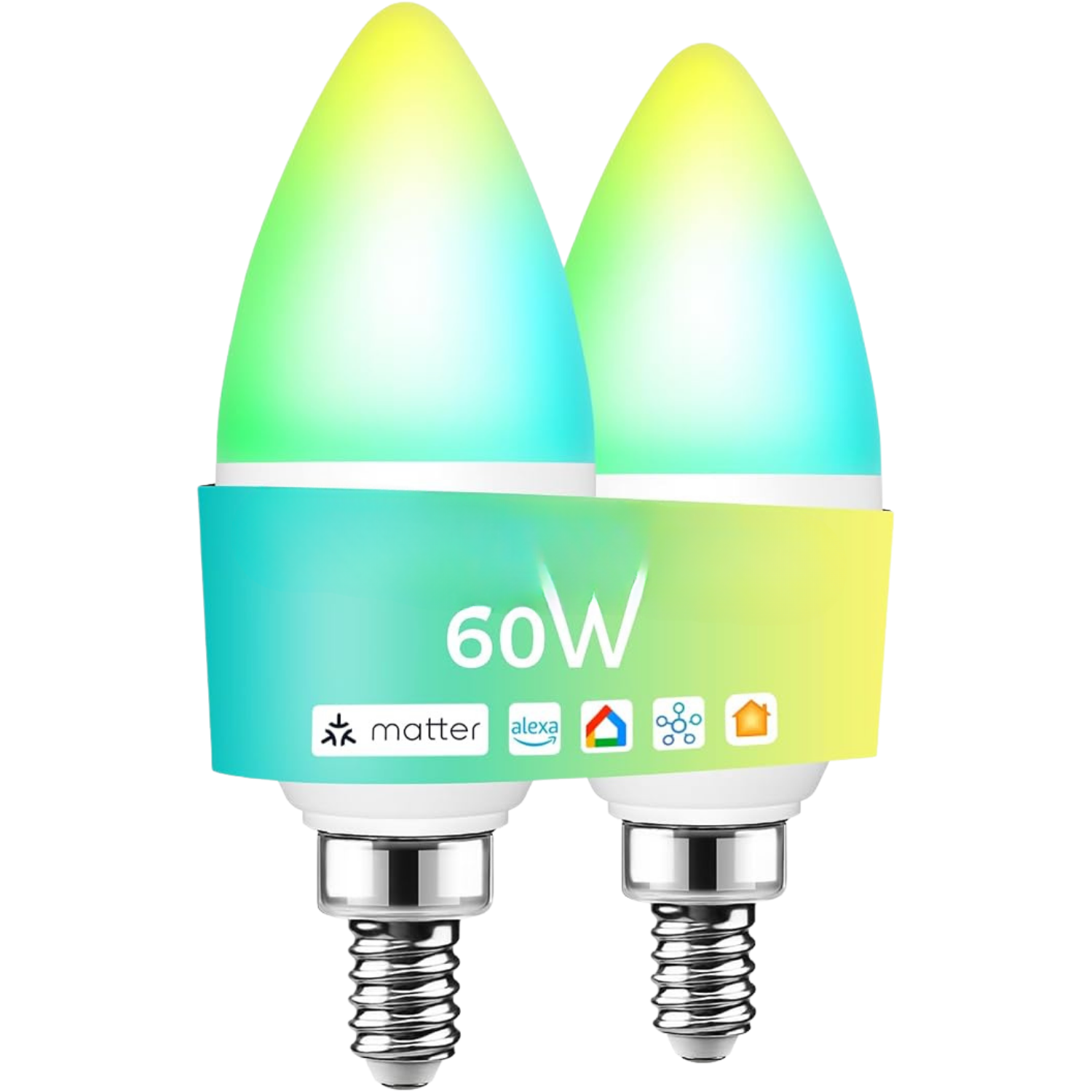 Smart E12 LED Candelabra Light Bulbs 60W Equivalent RGBCW 1 Pack