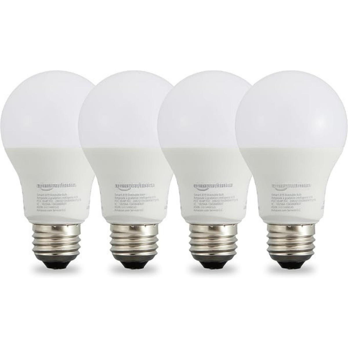Smart A19 LED Light Bulbs 4 Pack 9W 60W Equivalent Dimmable Soft White 2700K 800LM Alexa Compatible WiFi
