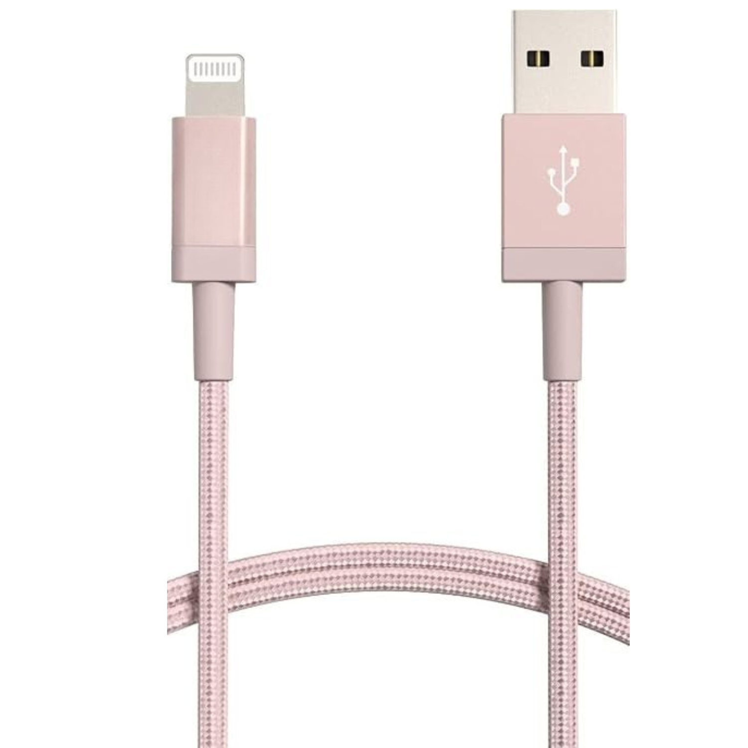 3FT MFi Certified USB A to Lightning Cable Nylon Braided Fast Charging Rose Gold