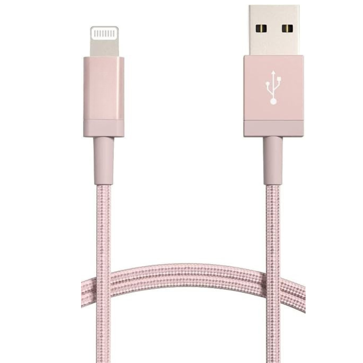 3FT MFi Certified USB A to Lightning Cable Nylon Braided Fast Charging Rose Gold