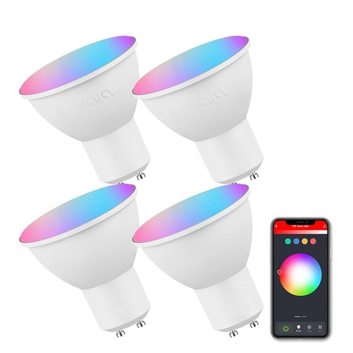 GU10 Smart Bulb 4 Pack RGB CW Color Changing WiFi Alexa LED Track Light Dimmable Music Sync