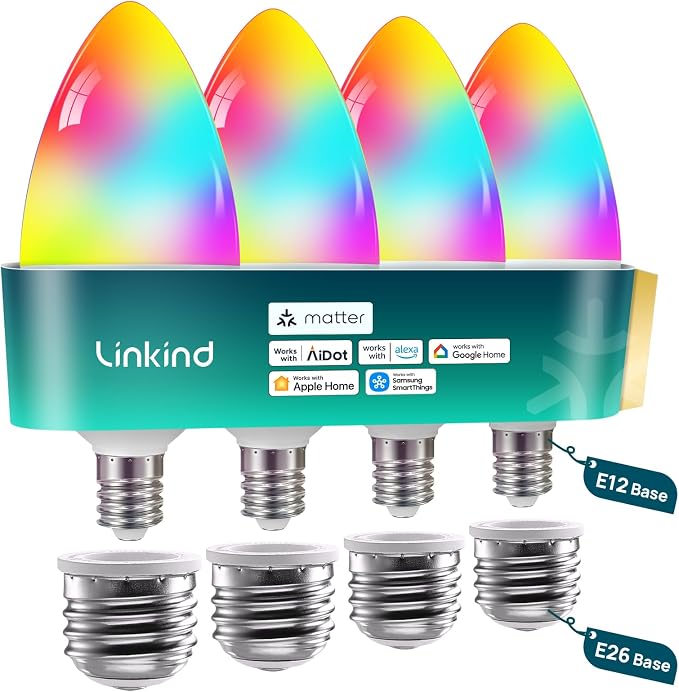 Color Changing Smart LED Light Bulbs E12 E26 Base Multi Pack