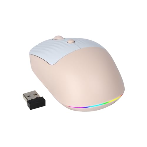 Wireless Bluetooth Mouse, 2.4G Cute Silent Computer Mouse For Tablet Phone, Dual Mode (Bt+Usb Receiver) With 3 Level Dpi Portable Rechargeable Mice For Office Home(Pink)