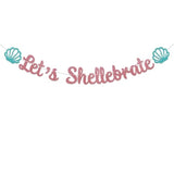 Let'S Shellebrate Banner - Seashell Bridal Shower Bachelorette Party Decor, Mermaid Baby Shower Birthday Party Decorations Rose Gold