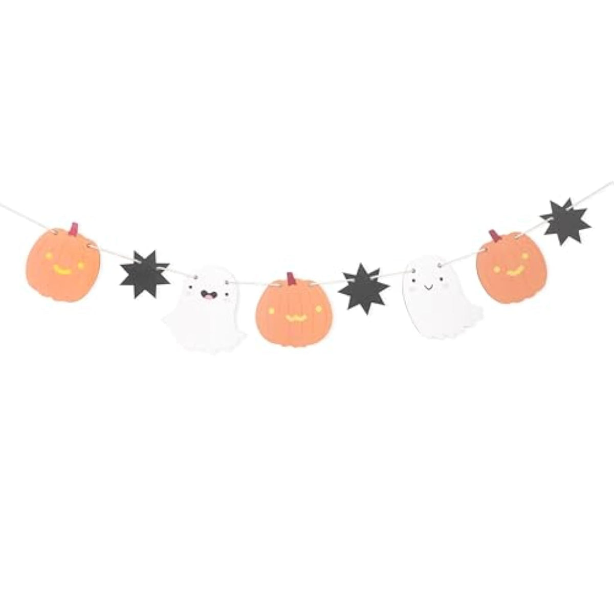 Halloween Pumpkin Ghost Banner Cute Garland Wood Bead Fireplace Party Decor