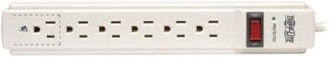 6 Outlet Surge Protector Power Strip 4ft Cord Tel Fax Modem Protection