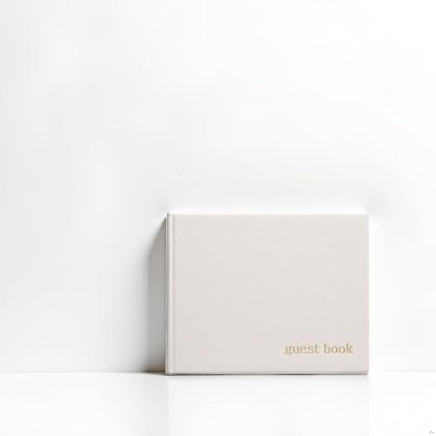 Pearhead Baby Shower Guest Book, Classic Gender Neutral Guest Book for Baby Showers, Weddings, Parties, and Events, Ivory Linen with Gold Print, 100 Blank Pages