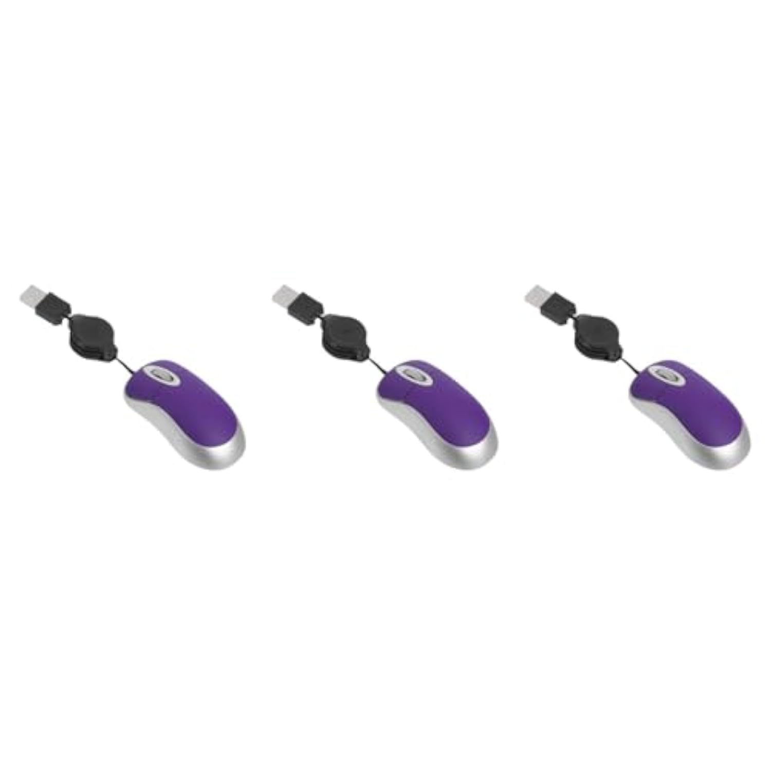 3Pcs Mouse Laptop Computer Mini Computer Retractable Usb Mouse Arc Mute Usb Mice Notebook Purple Mini Small Travel