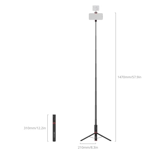 x Drex Lee Boom Selfie Stick ST30 Lite, 57.9" Automatic Tripod Stand with Remote and Cold Shoe Mount, for iPhone, for Android, Video Recording,