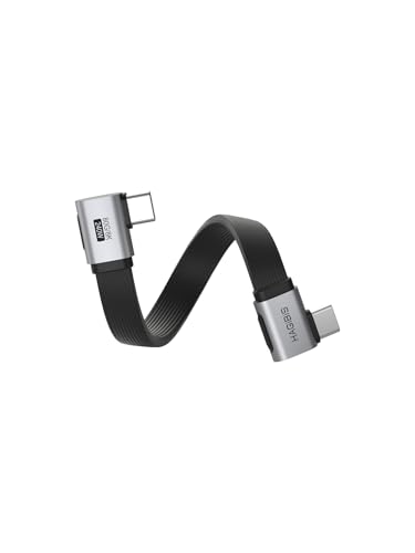 0.33ft 90 Degree USB4 Cable, 80Gbps Data Transfer, 8K@60Hz Video Display, 240W Fast Charging Right Angle USB-C Cable, USB 4 V2.0 Cable for iPhone 17