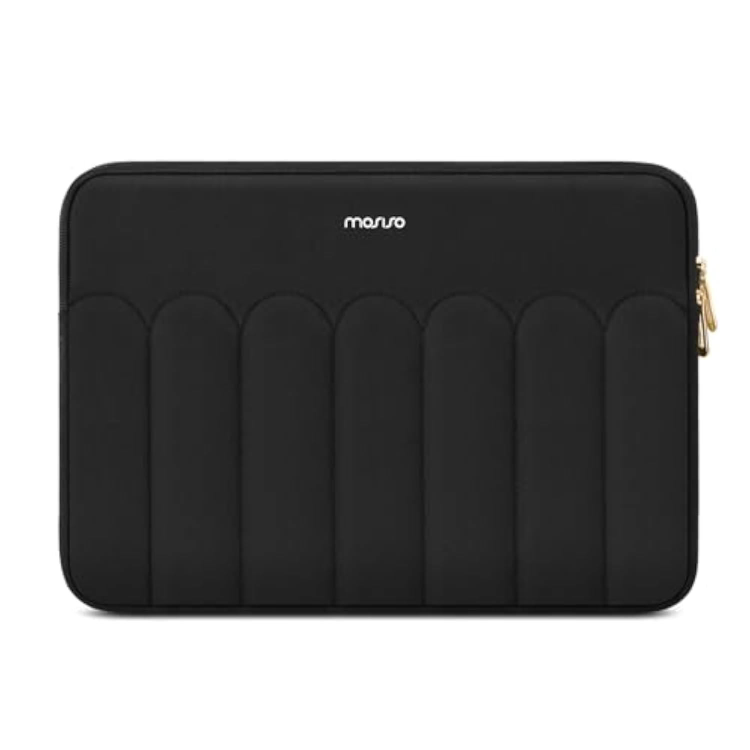 MOSISO 13-14 inch Laptop Case, 13.3 inch Puffy Laptop Sleeve Compatible with MacBook Air 13 13.6 M4 M3 M2 M1/Pro 13/Pro 14, HP Dell ASUS Lenovo, Vertical Arch Shape Quilted Carrying Case Bag, Black