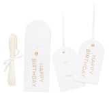 Letterpress Gift Tags, Gold Foil, Happy Birthday, To And From, Set Of 25 Paper Tags With Satin Ribbon