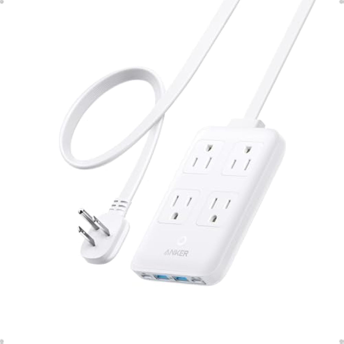 Anker Charging Station, 20W Max 8-in-1 USB-C Power Strip for iPhone 15/14 and MacBook Air/Pro, 5 ft Thin Cord with 4 AC, 2 USB-A, and 2 USB-C Ports, Fast Charging Desktop Charger for Travel, Office